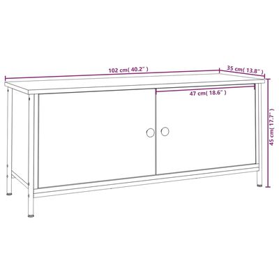 vidaXL Meuble TV avec portes noir 102x35x45 cm bois d'ingénierie