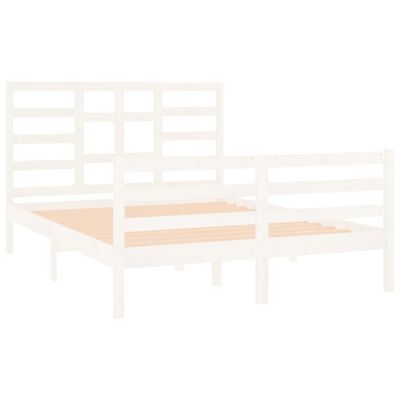 vidaXL Cadre de lit Blanc Bois massif 140x190 cm