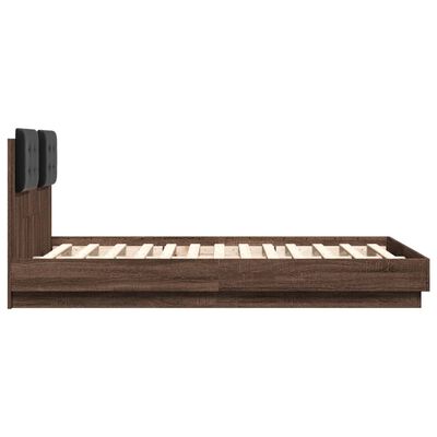 vidaXL Cadre de lit tête de lit et lumières LED chêne marron 120x190cm