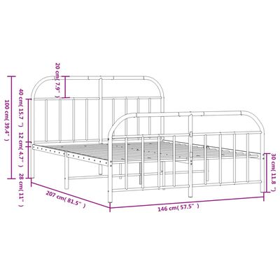 vidaXL Cadre de lit métal sans matelas avec pied de lit noir 140x200cm