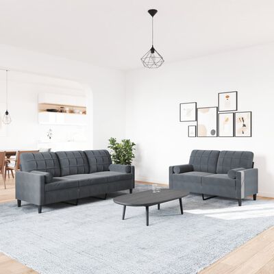 vidaXL Ensemble de canapés 2 pcs avec coussins et traversins velours