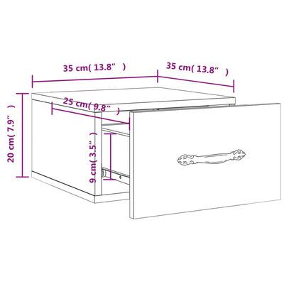 vidaXL Tables de chevet murales 2 pcs blanc brillant 35x35x20 cm