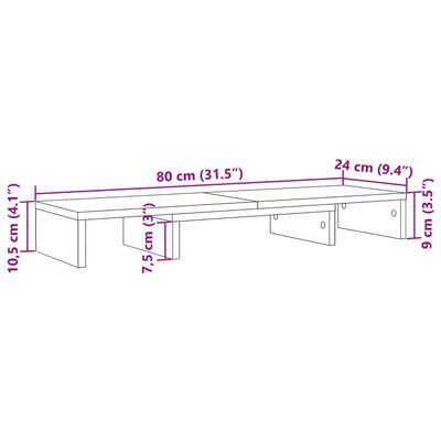 vidaXL Support de moniteur élévateur réglable vieux bois