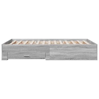 vidaXL Cadre de lit avec tiroirs sans matelas sonoma gris 140x190 cm