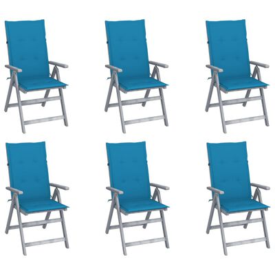 vidaXL Chaises inclinables de jardin lot de 6 et coussins Bois acacia