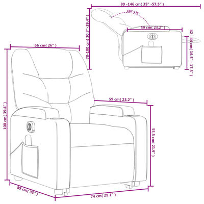 vidaXL Fauteuil inclinable de massage électrique crème similicuir