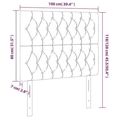 vidaXL Tête de lit à LED Gris foncé 100x7x118/128 cm Tissu