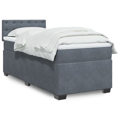 vidaXL Sommier à lattes de lit avec matelas gris foncé simple velours