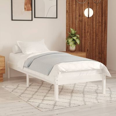 vidaXL Cadre de lit Blanc Bois de pin massif 90x200 cm