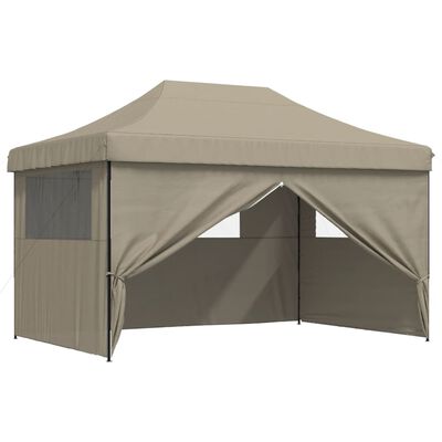 vidaXL Tente de réception pliable escamotable 4 parois latérales taupe