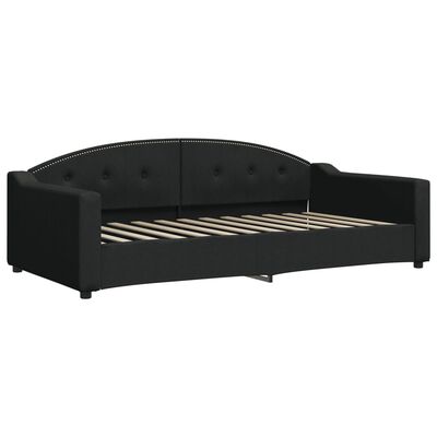 vidaXL Lit de jour avec gigogne et matelas noir 100x200 cm tissu