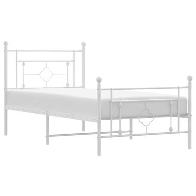 vidaXL Cadre de lit métal sans matelas et pied de lit blanc 100x200 cm