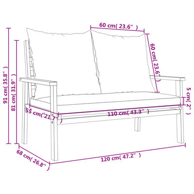 vidaXL Salon de jardin 4 pcs avec coussins Bois d'acacia solide