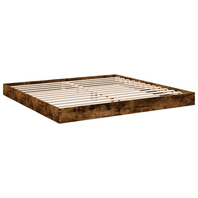 vidaXL Cadre de lit sans matelas chêne fumé 200x200 cm bois ingénierie