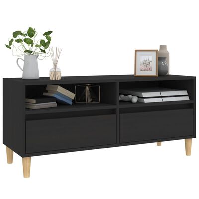 vidaXL Meuble TV noir 100x34,5x44,5 cm bois d'ingénierie