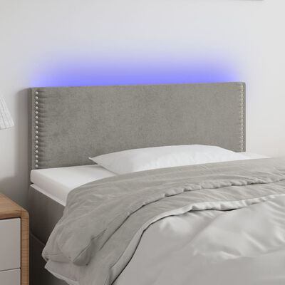 vidaXL Tête de lit à LED Gris clair 90x5x78/88 cm Velours