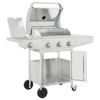 vidaXL Barbecue gril à gaz avec 4 brûleurs argenté acier inoxydable