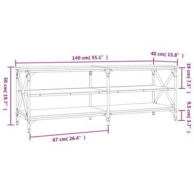 vidaXL Meuble TV noir 140x40x50 cm bois d'ingénierie