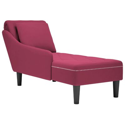 vidaXL Fauteuil long avec coussin et accoudoir droit rouge bordeaux