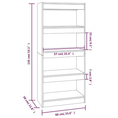 vidaXL Bibliothèque/Cloison Sonoma gris 60x30x135 cm Bois d'ingénierie