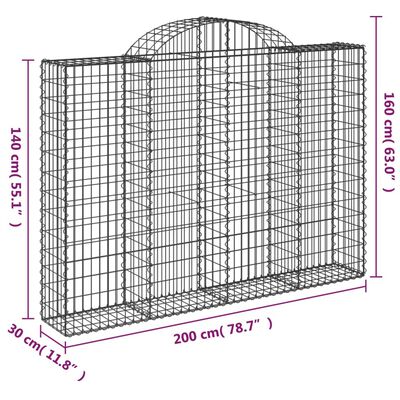 vidaXL Paniers à gabions arqués 11 pcs 200x30x140/160 cm Fer galvanisé