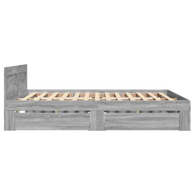 vidaXL Cadre de lit et tête de lit sans matelas sonoma gris 140x190 cm