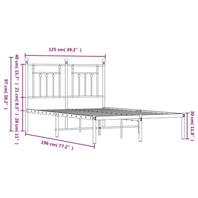 vidaXL Cadre de lit métal sans matelas et tête de lit blanc 120x190 cm