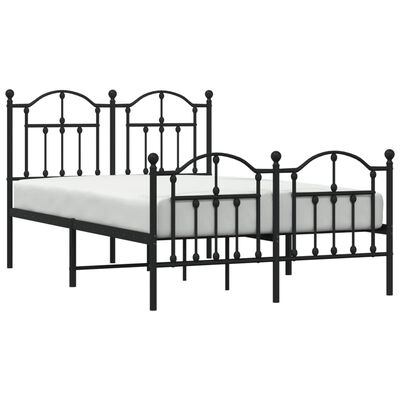 vidaXL Cadre de lit métal sans matelas avec pied de lit noir 120x190cm