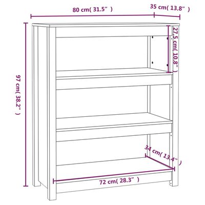 vidaXL Bibliothèque 80x35x97 cm Bois de pin massif