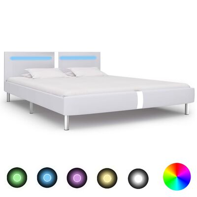 vidaXL Cadre de lit avec LED sans matelas blanc 180x200 cm