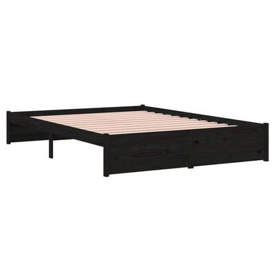 vidaXL Cadre de lit sans matelas noir bois massif 140x190 cm