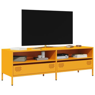 vidaXL Meuble TV jaune moutarde 135x39x43,5 cm acier laminé à froid