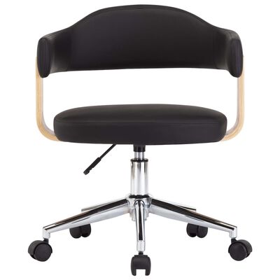 vidaXL Chaise pivotante de bureau Noir Bois courbé et similicuir