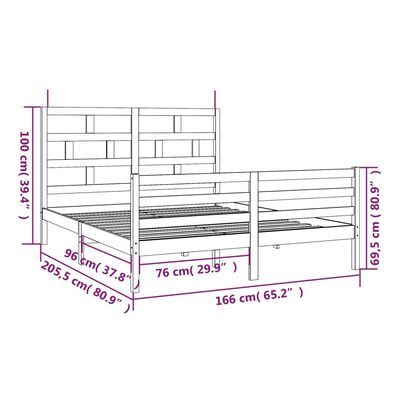 vidaXL Cadre de lit Blanc Bois de pin massif 160x200 cm