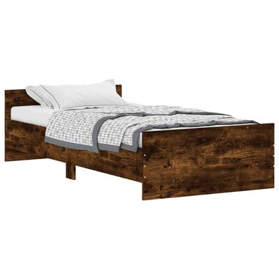 vidaXL Cadre de lit sans matelas chêne fumé 90x200cm bois d'ingénierie