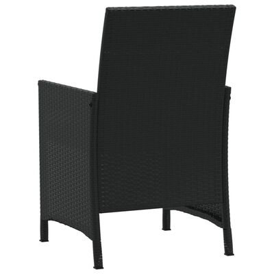 vidaXL Ensemble de bistro 3 pcs avec coussins noir résine tressée