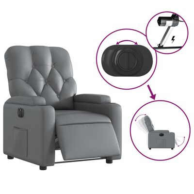 vidaXL Fauteuil inclinable électrique Gris Similicuir