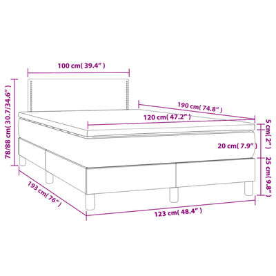 vidaXL Sommier à lattes de lit matelas et LED crème 120x190 cm tissu