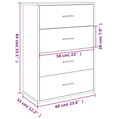 vidaXL Buffet noir 60x31x84 cm bois d'ingénierie