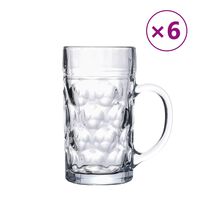 vidaXL Chopes à bière avec poignée en verre 6 pcs 1000 ml