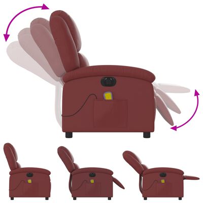 vidaXL Fauteuil de massage inclinable électrique rouge bordeaux