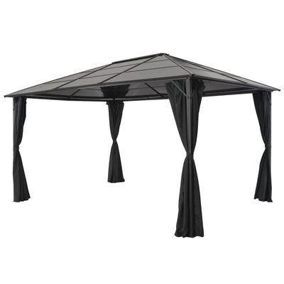 vidaXL Tonnelle avec rideau Aluminium 4x3x2,6 m Noir