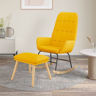 vidaXL Chaise à bascule avec repose-pied Jaune moutarde Tissu