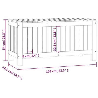 vidaXL Boîte de rangement de jardin Gris 108x42,5x54 cm Bois de pin