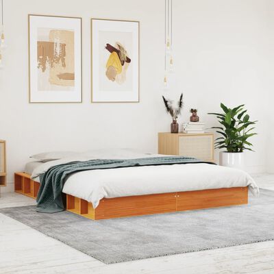 vidaXL Cadre de lit sans matelas cire marron 160x200cm bois pin massif