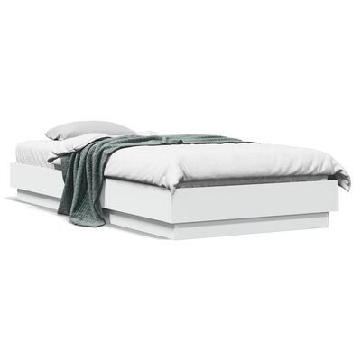 vidaXL Cadre de lit sans matelas avec lumières LED blanc 90x200 cm