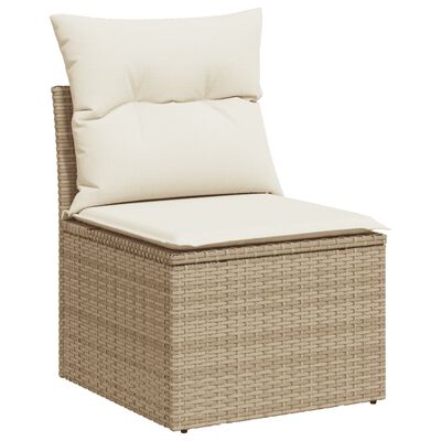 vidaXL Salon de jardin avec coussins 12 pcs beige résine tressée