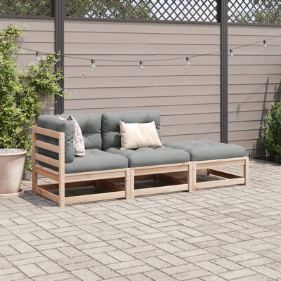 vidaXL Salon de jardin 3 pcs avec coussins bois de pin massif