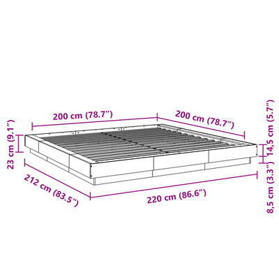 vidaXL Cadre de lit sans matelas blanc 200x200 cm