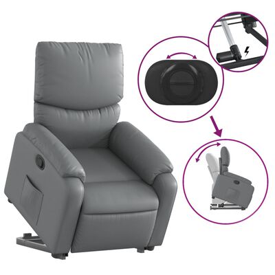 vidaXL Fauteuil inclinable Gris Similicuir